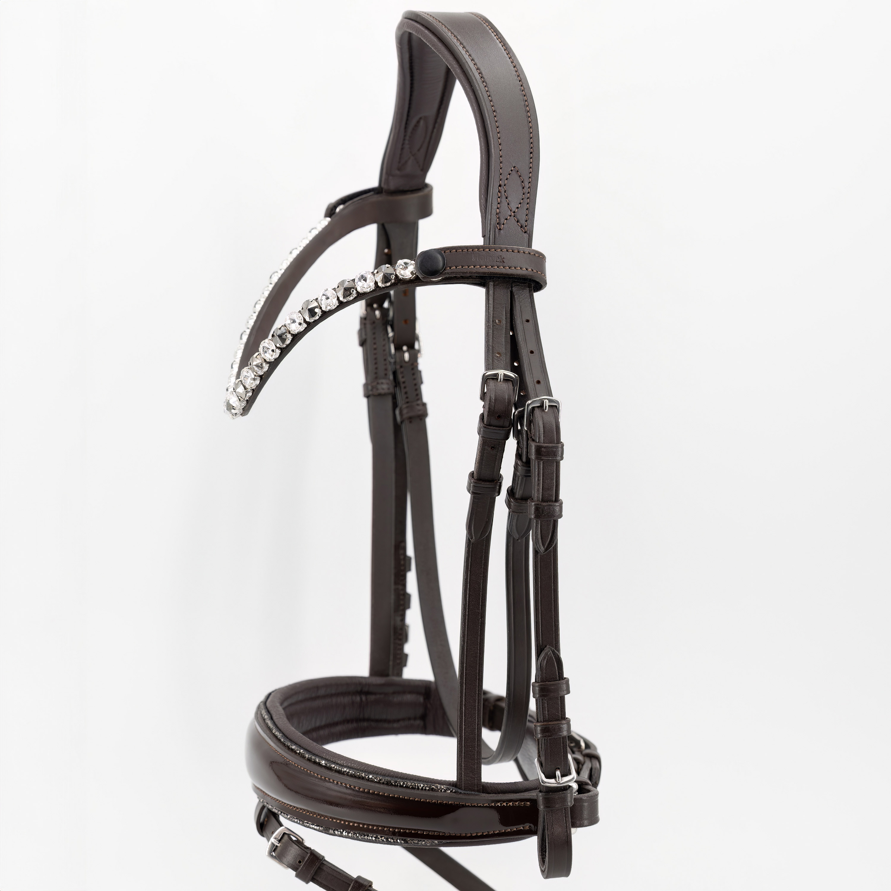 Trense-mit-Sperrriemen-Schnallen-Braun-Shiny-glitter-Grey