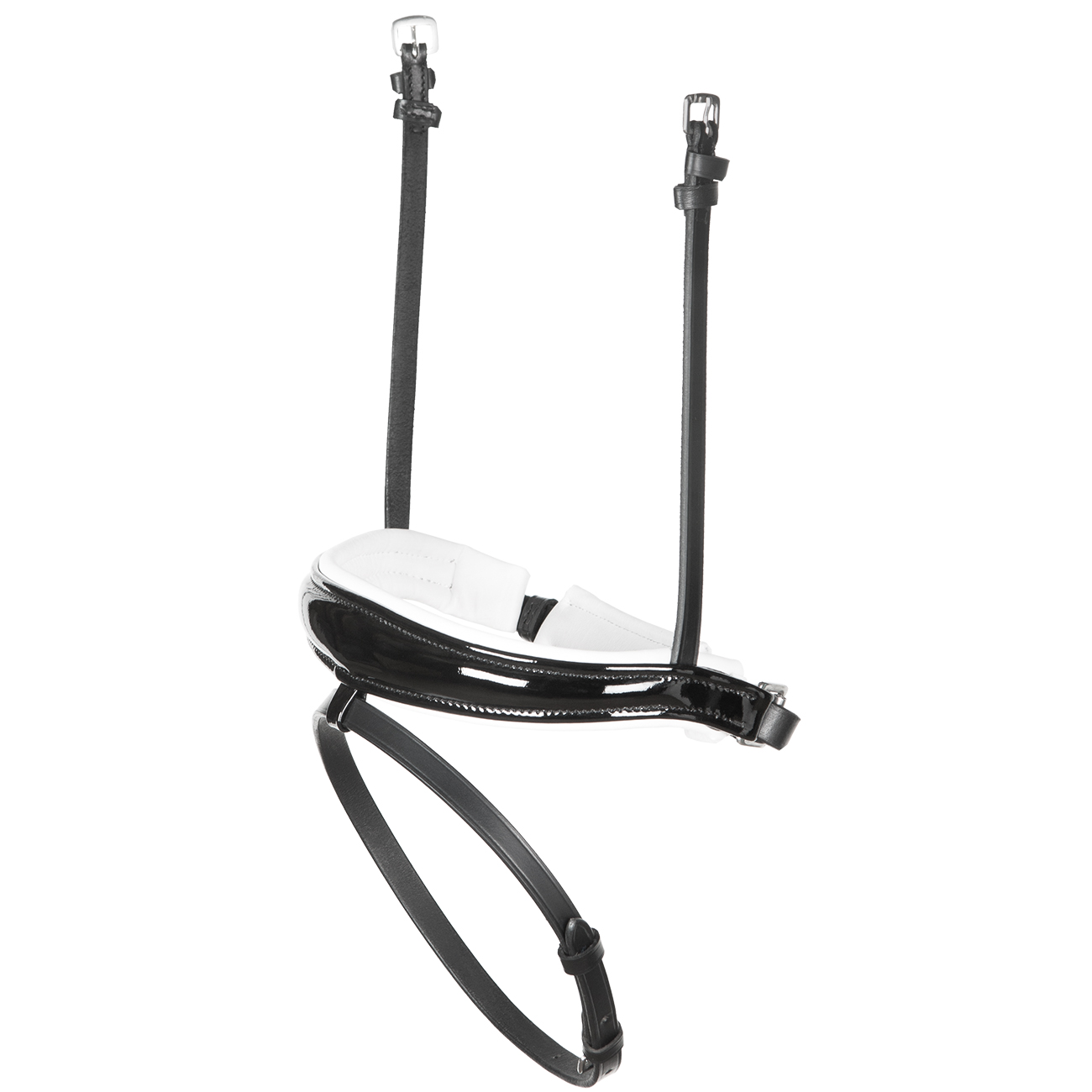 Trense-Competition-Schwarz-Weiss-Lackleder-Reithalfter-1
