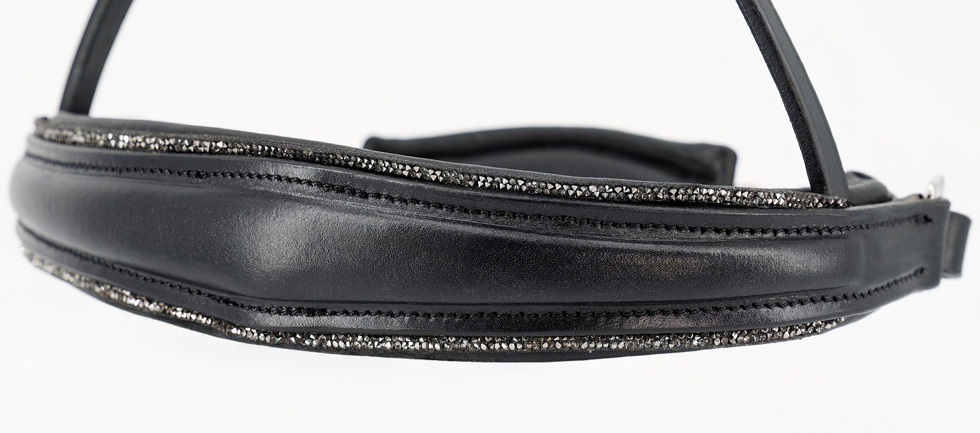 Reithalfter-Shiny-Glitzer-Schwarz-Grau-Biese-ohne-Sperrriemen