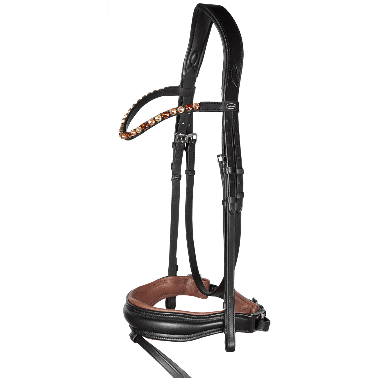 Trense-Custom-Havanna-Schwarz-Schwedisch-anatomisch-Zaumhaken-Warmblut-Vollblut-Glow-Blush