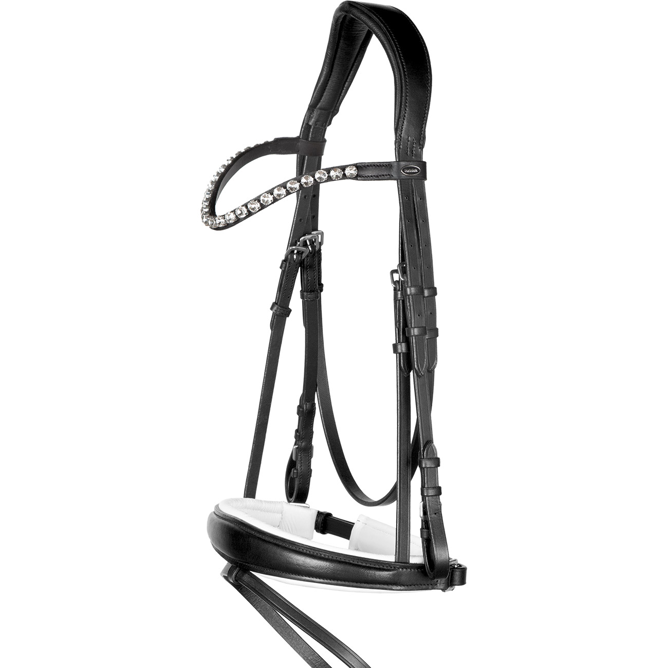 Trense-Anatomisch-Performance-Schwarz-Weiss-Unterlegt-WB-VB-Glow-Silver