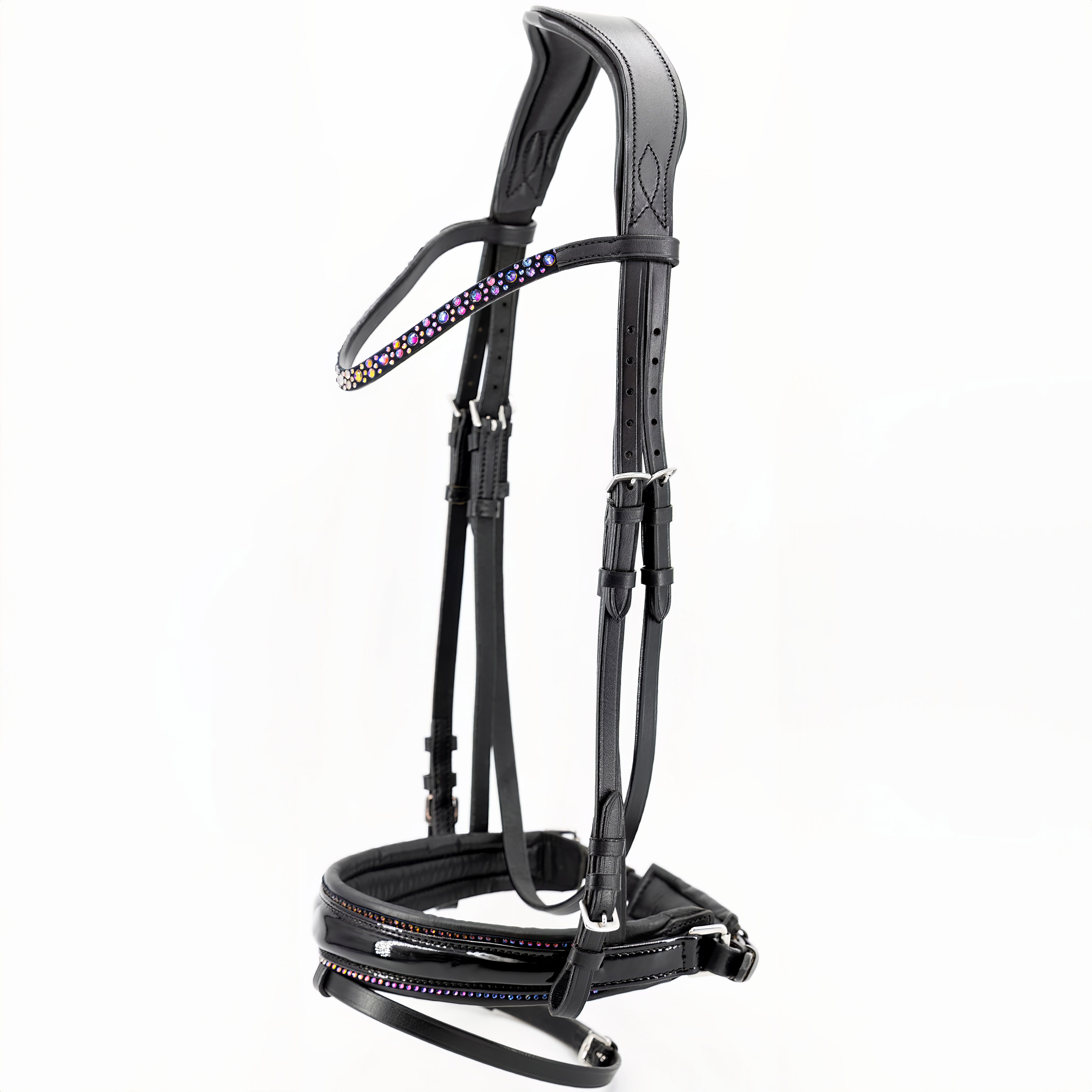 Trense-anatomisch-Glam-Glitzer-Schwarz-Blau-Rainbow