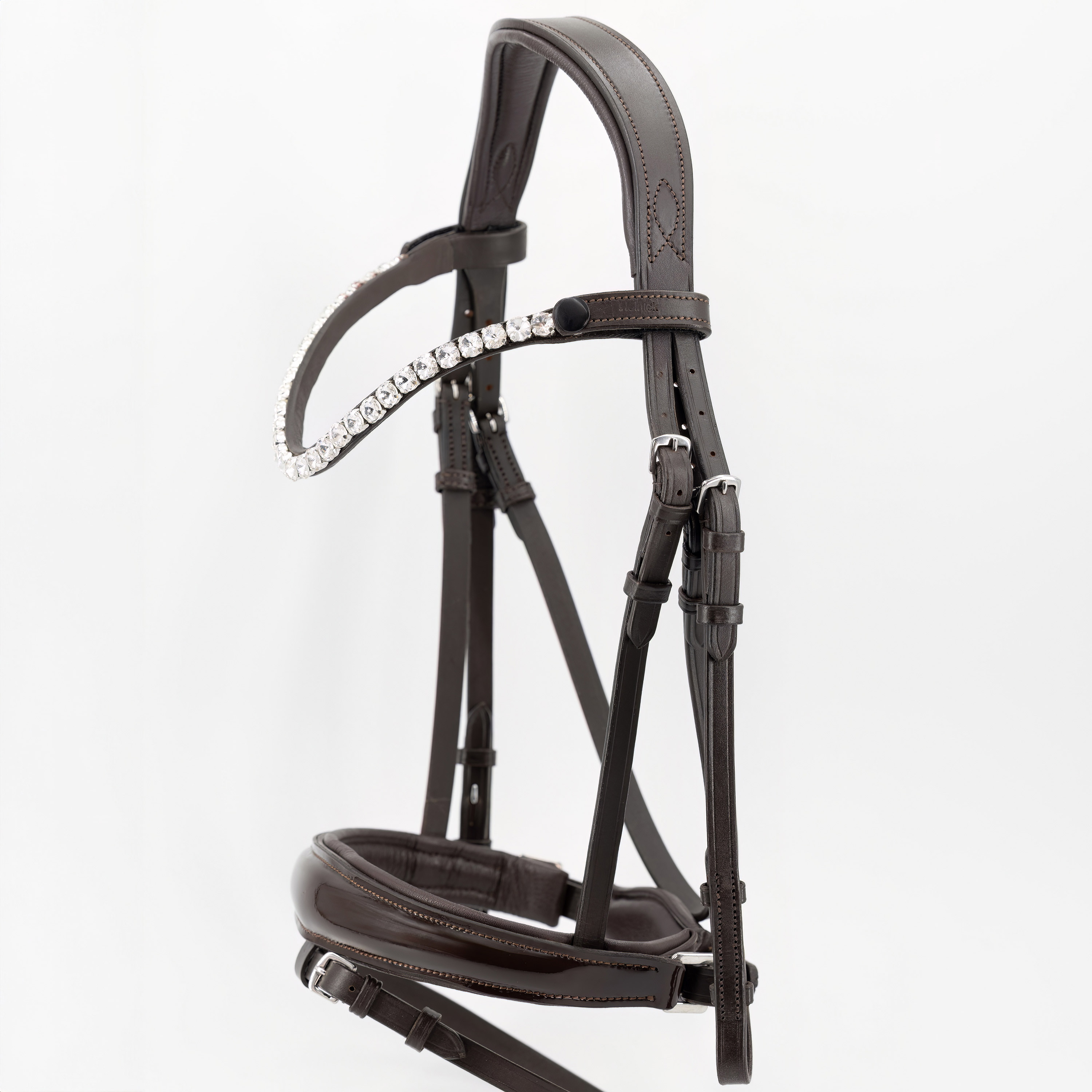 Trense-Performance-Braun-Lack-abnehmbarer-Sperrriemen-Zaumhaken