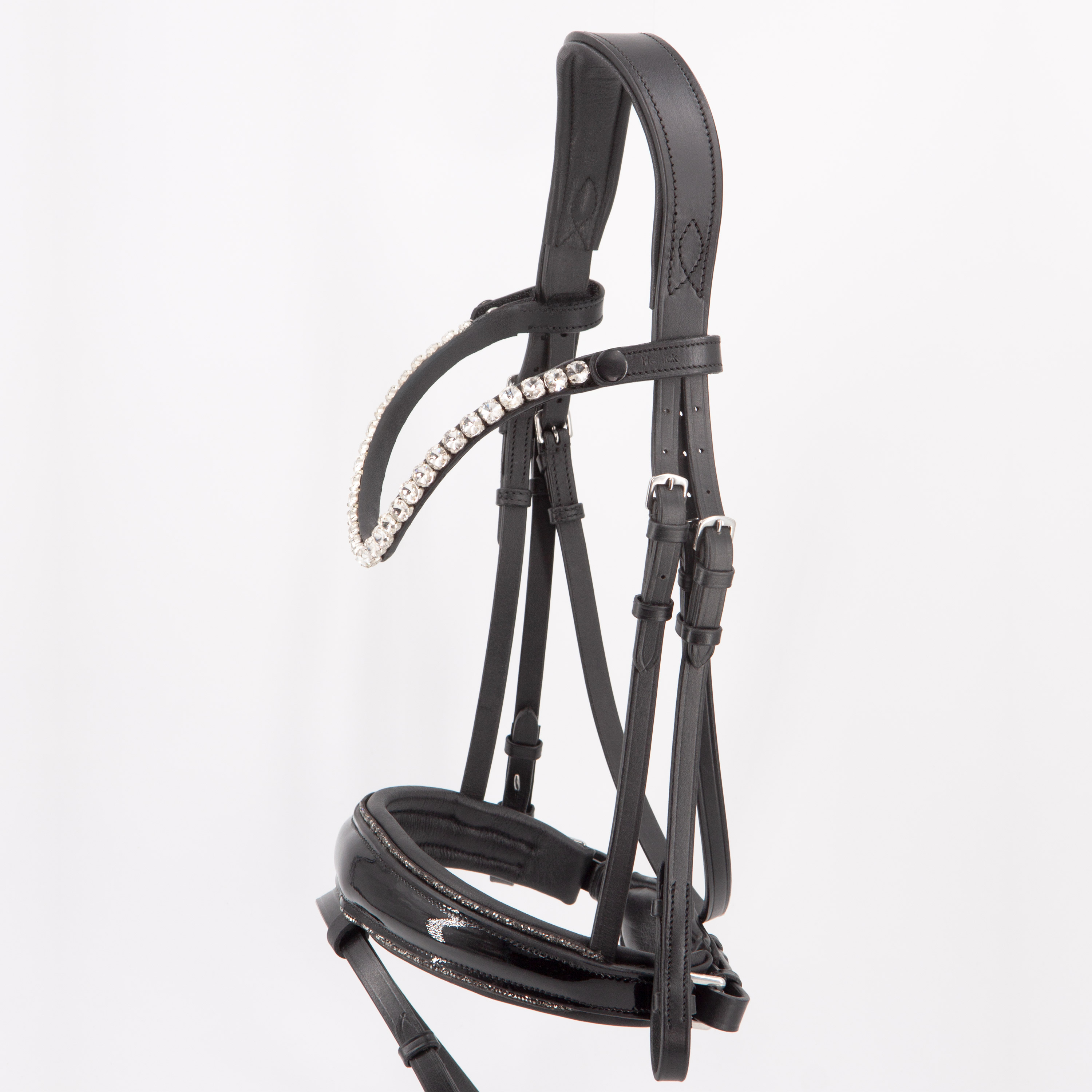 Trense-mit-Sperrriemen-Zaumhaken-Schwarz-Shiny-glitter-Grey