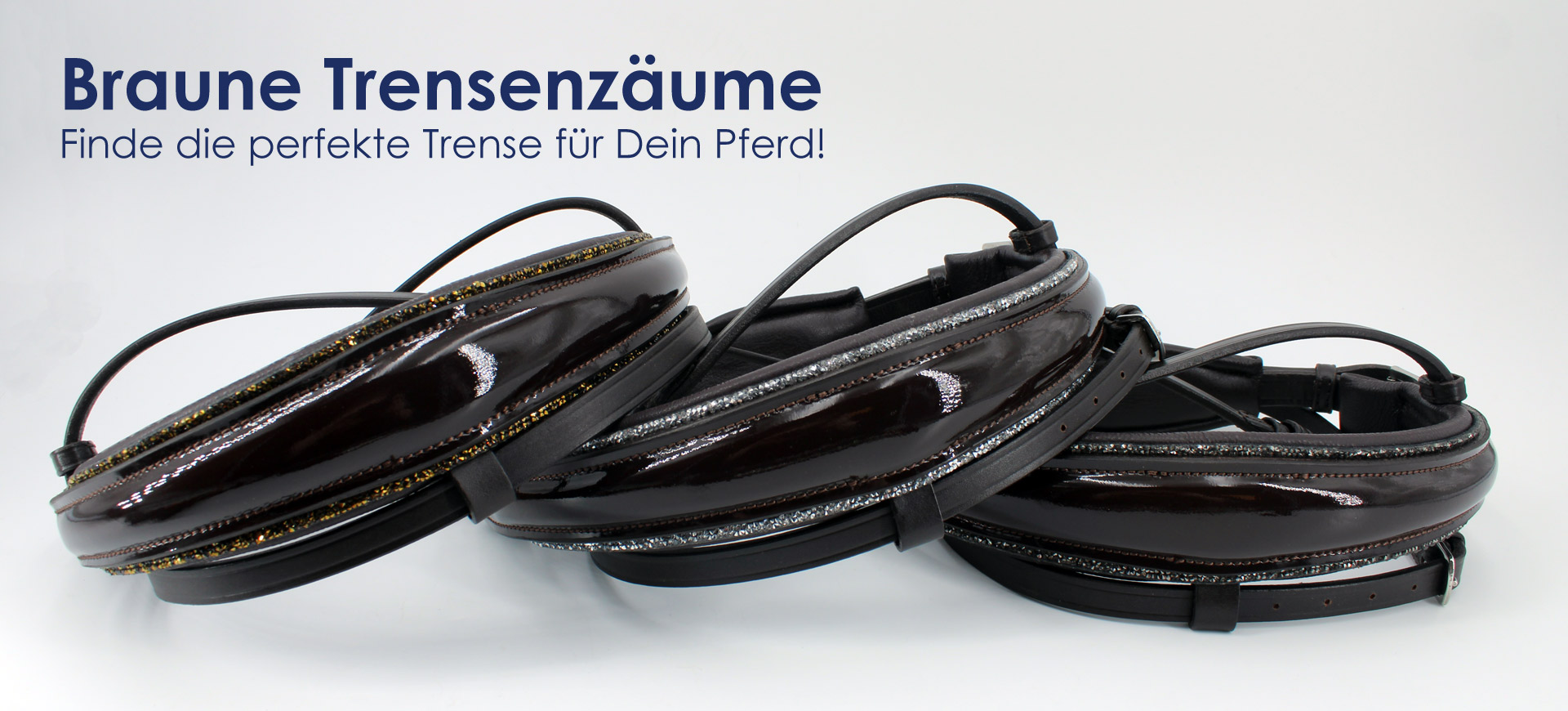 banner-braune-trense-glitzer-shiny-reithalfter-biese-pferd-lack-gold-silber-grau-weiss