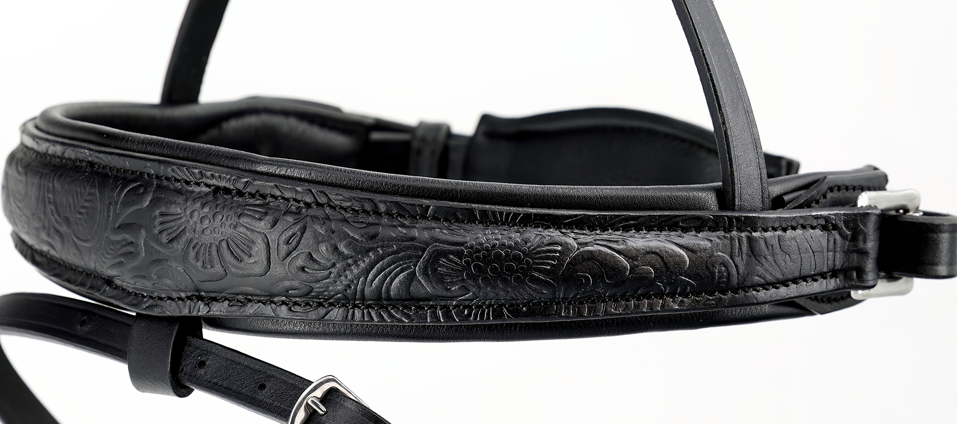 Reithalfter-Paisley-mit-Muster-Schwarz-entfernbarer-Sperrriemen