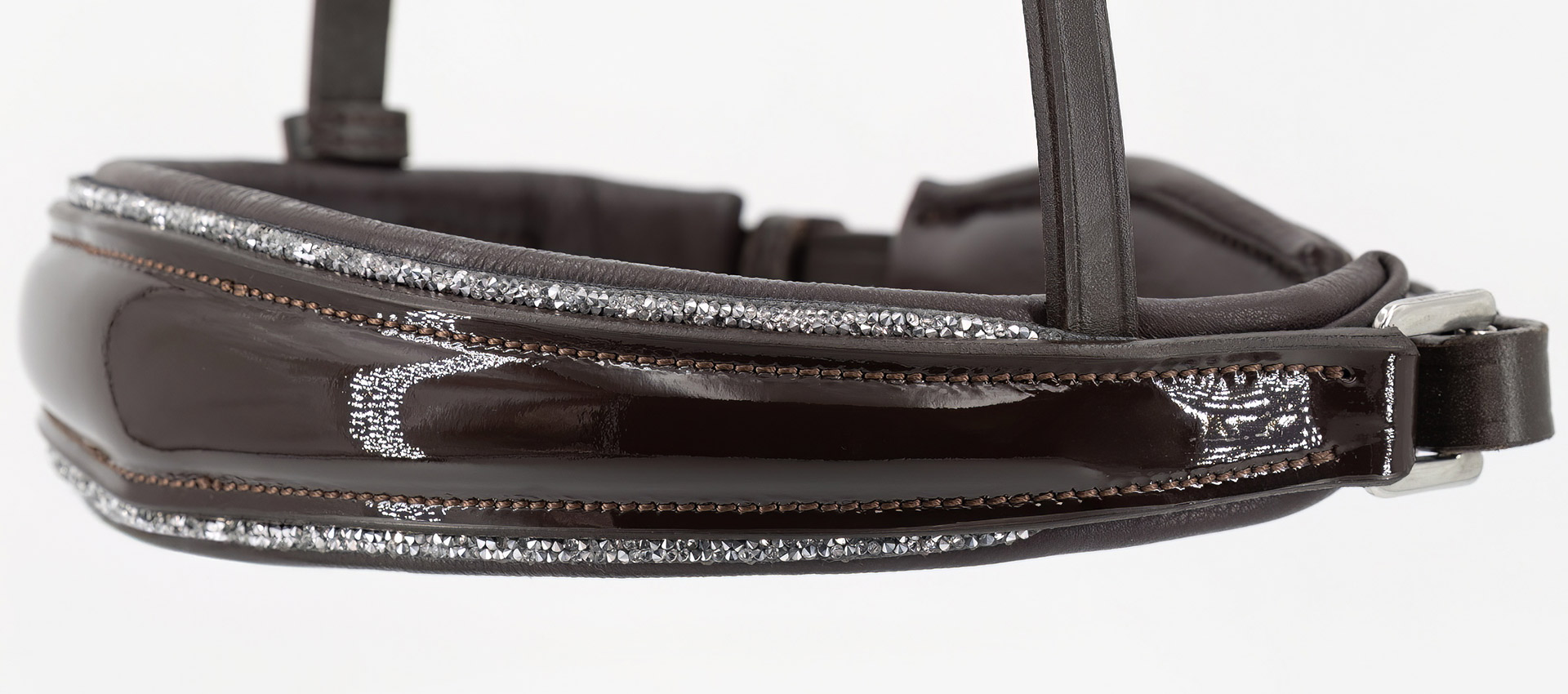 Reithalfter-Shiny-Braun-Lack-Silber