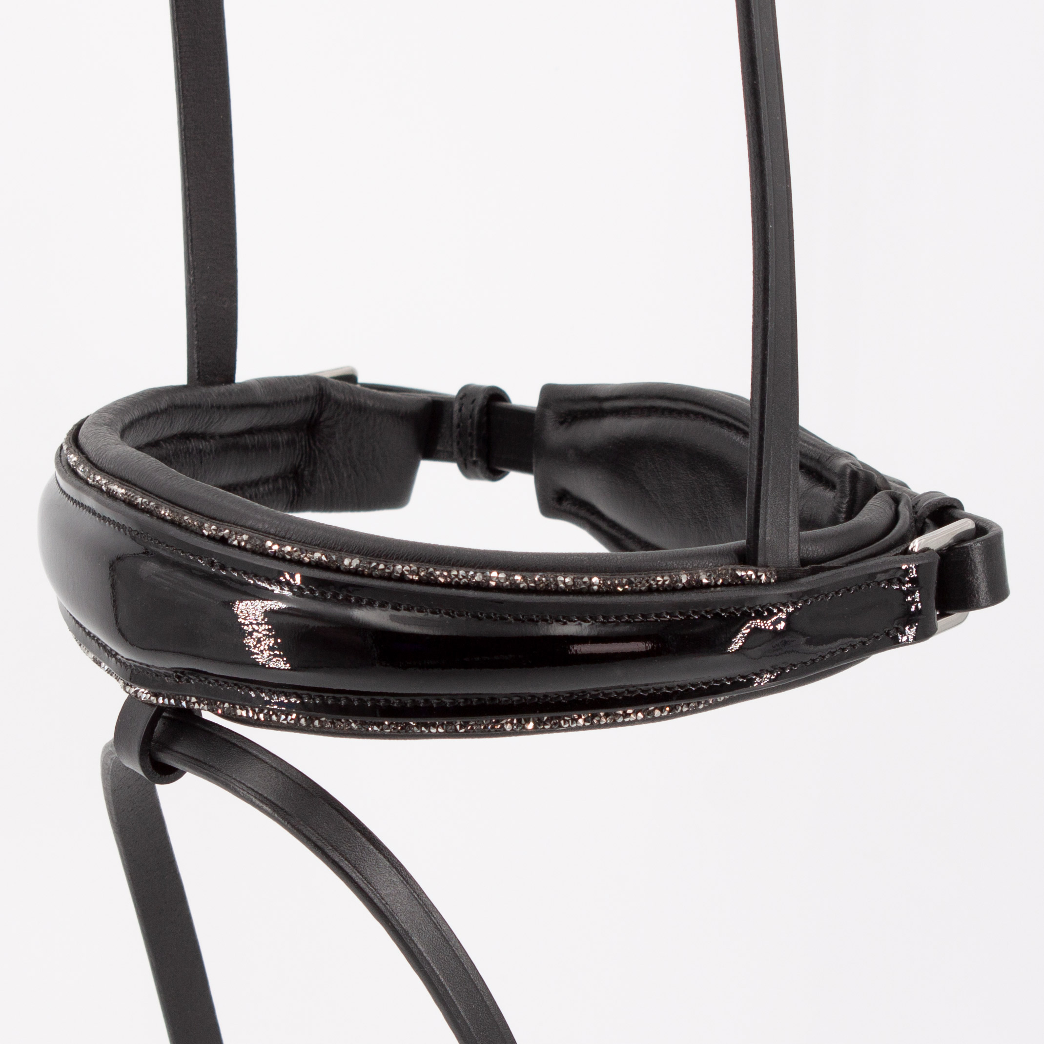 Reithalfter-Shiny-grey-mit-Sperrriemen