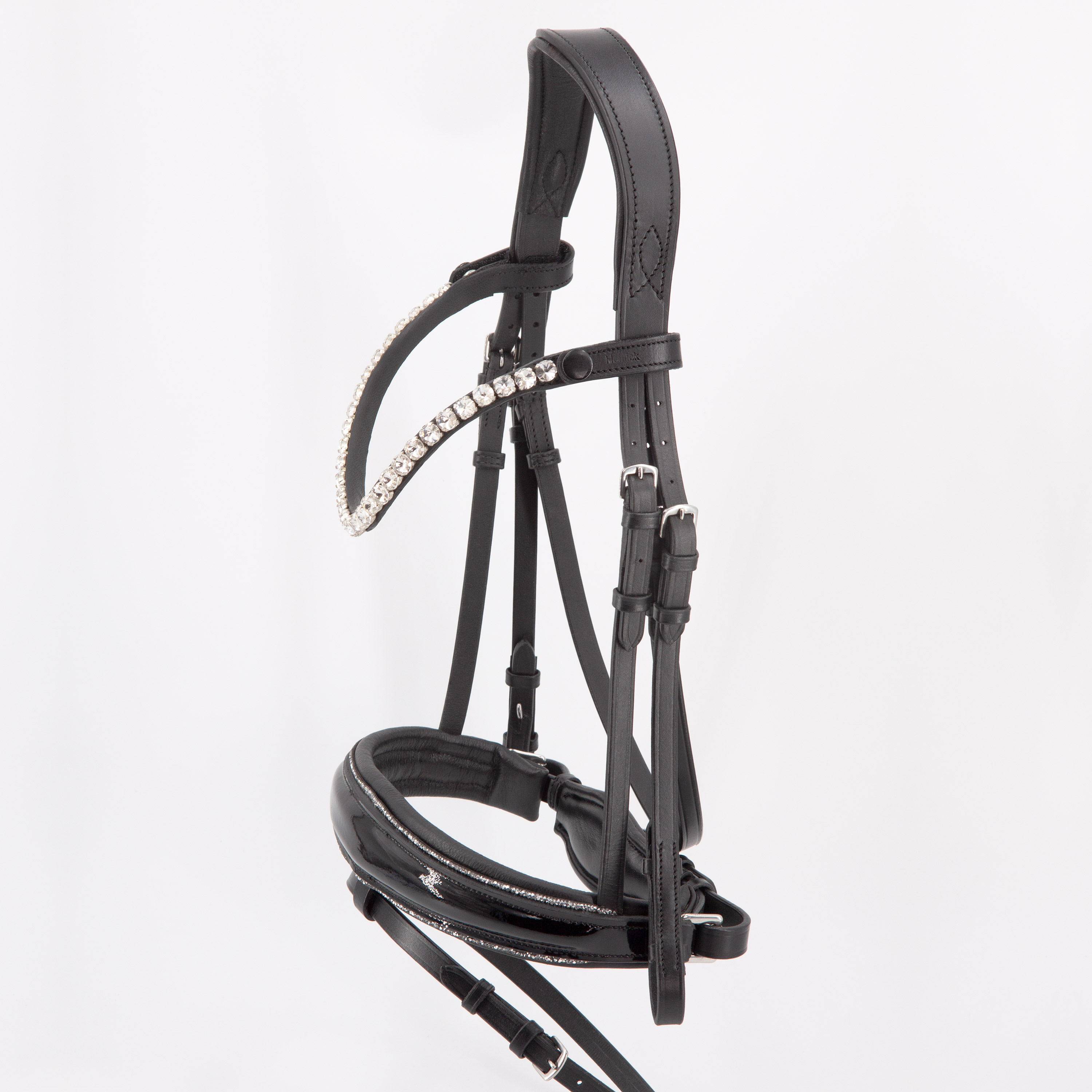 Trense-abnehmbarere-Sperrriemen-anatomisch-Shiny-glitter-weiss