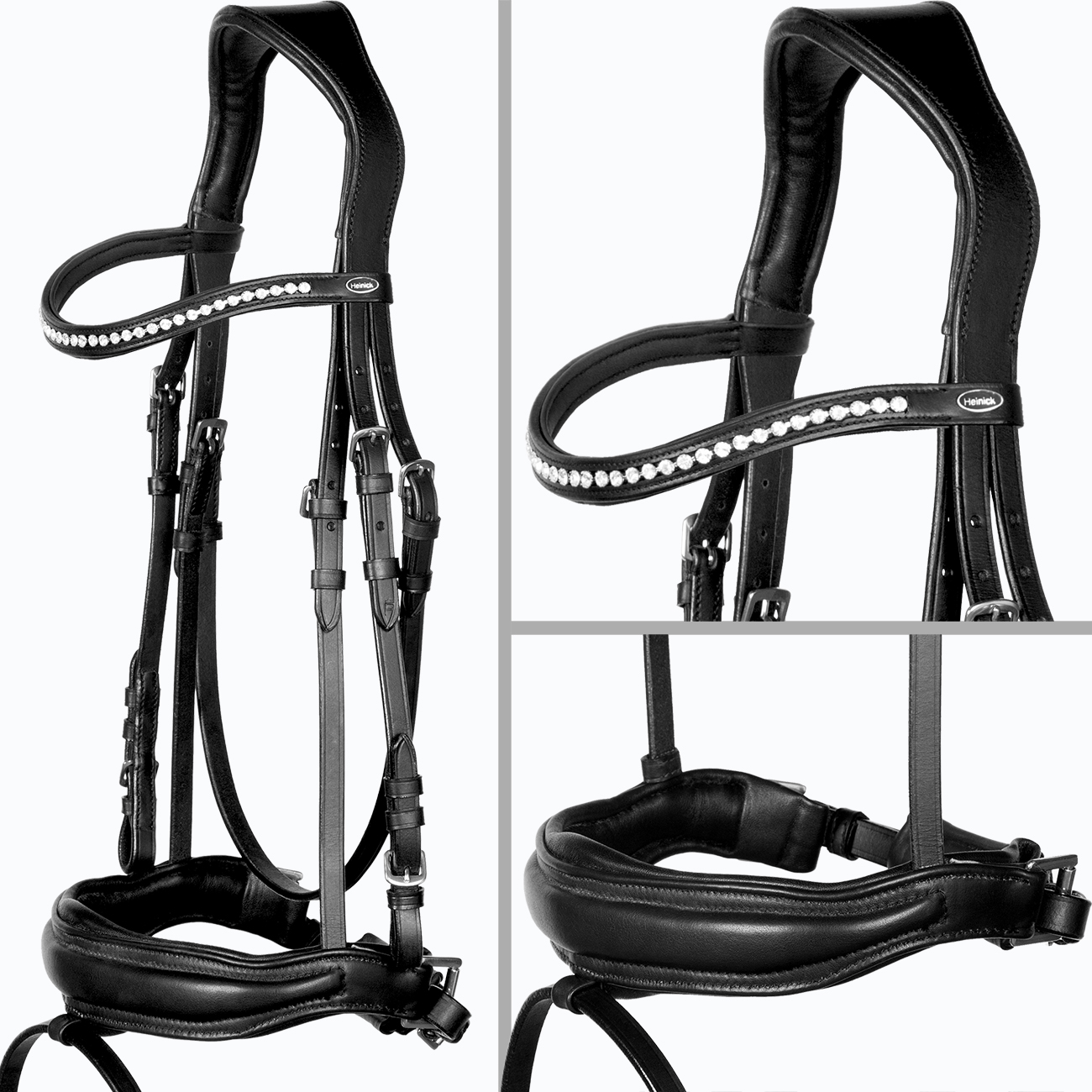 Trense-anatomisch-Custom-Schwarz-Diamant-mit-Schnallen