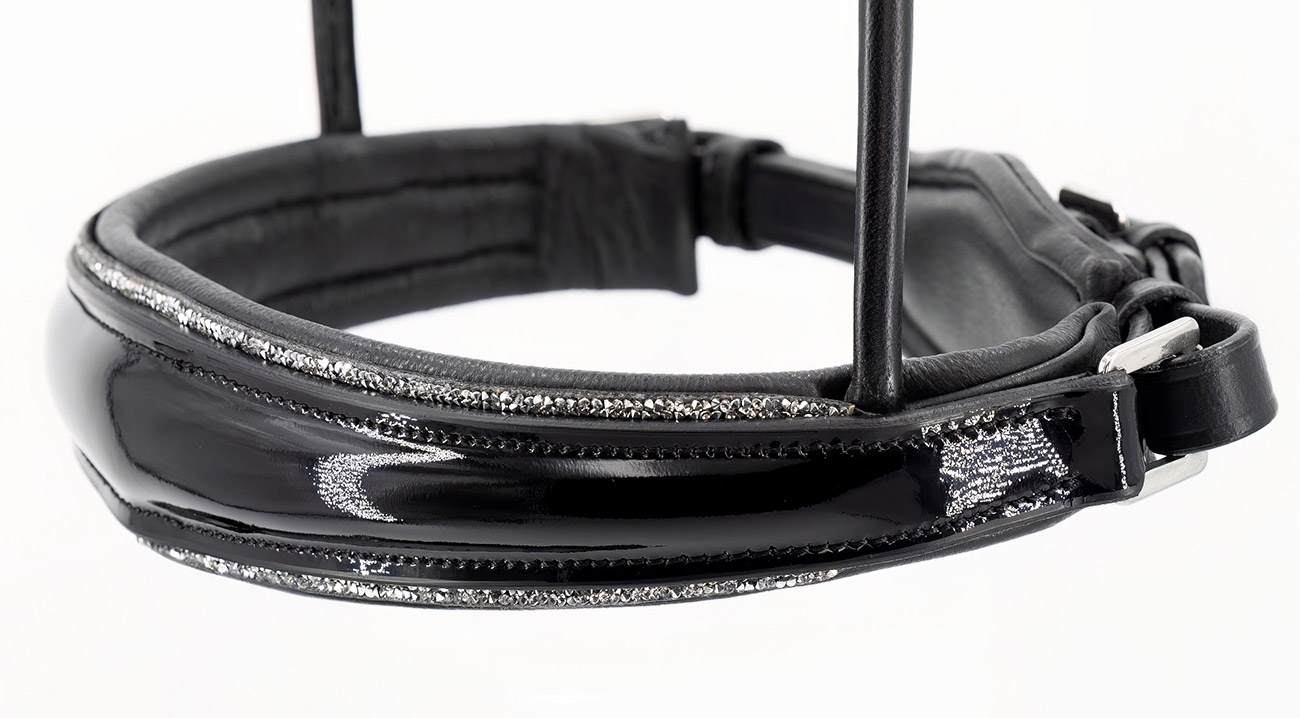 Reithalfter-ProLine-Glitzerbesatz-ohne-Sperrriemen-Silber