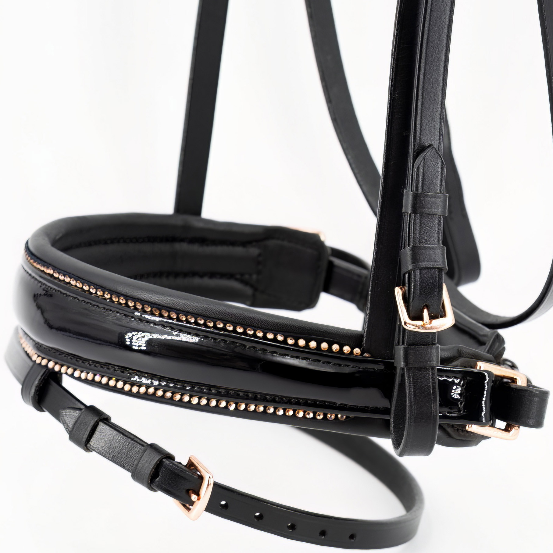 Reithalfter-anatomisch-Glam-Glitzer-Schwarz-Rosegold