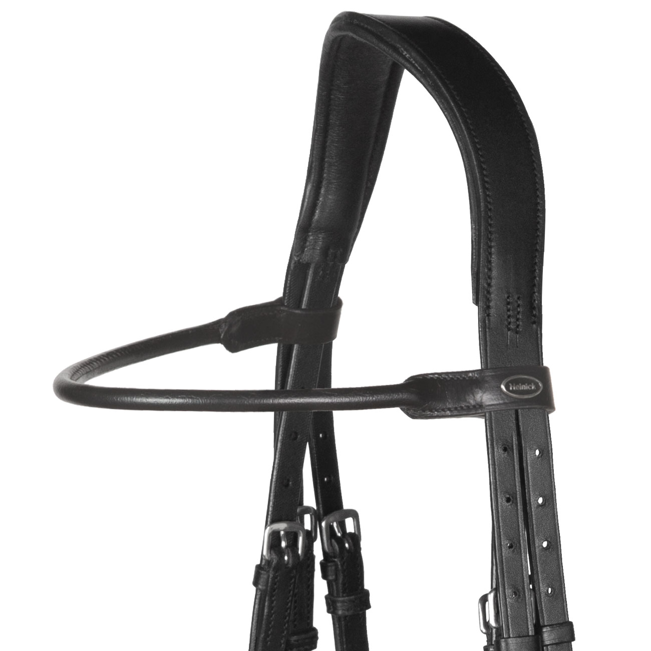 Stirnriemen-Leder-rund-genaeht-geschwungen-ohne-Strass-Besatz-Schwarz-Loop