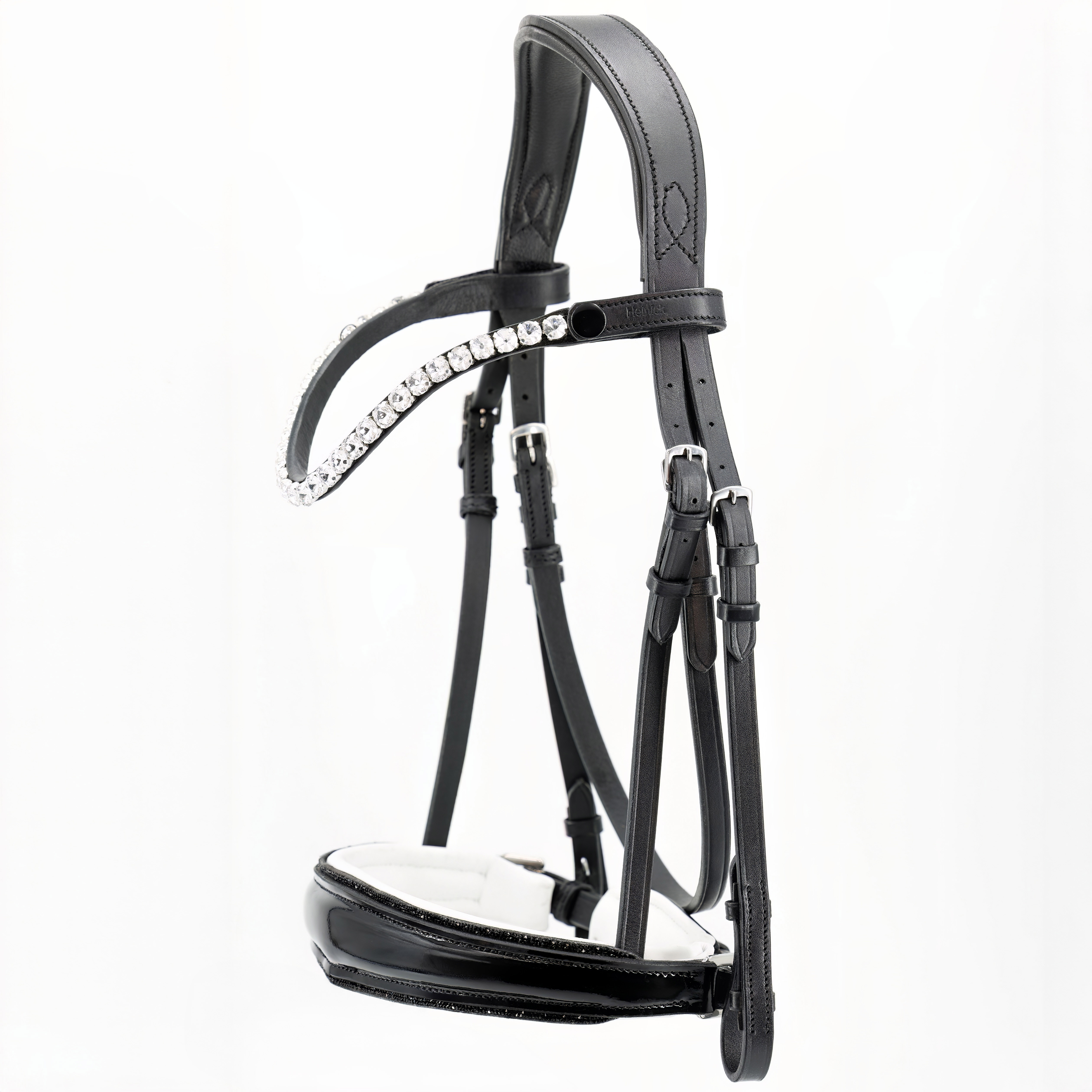 Trense-Shiny-Schwarz-Weiss-Glitzer-Schwarz-ohne-Sperrriemen