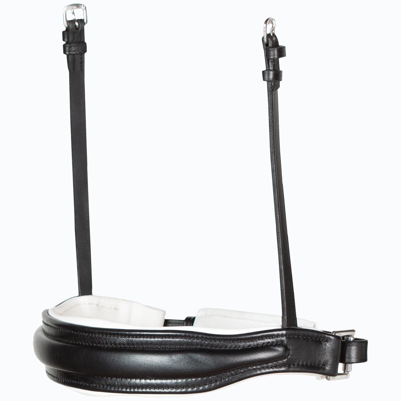 Reithalfter-schwedisch-ohne-Sperrriemen-anatomisch-Custom-Weiss-Warmblut-Vollblut