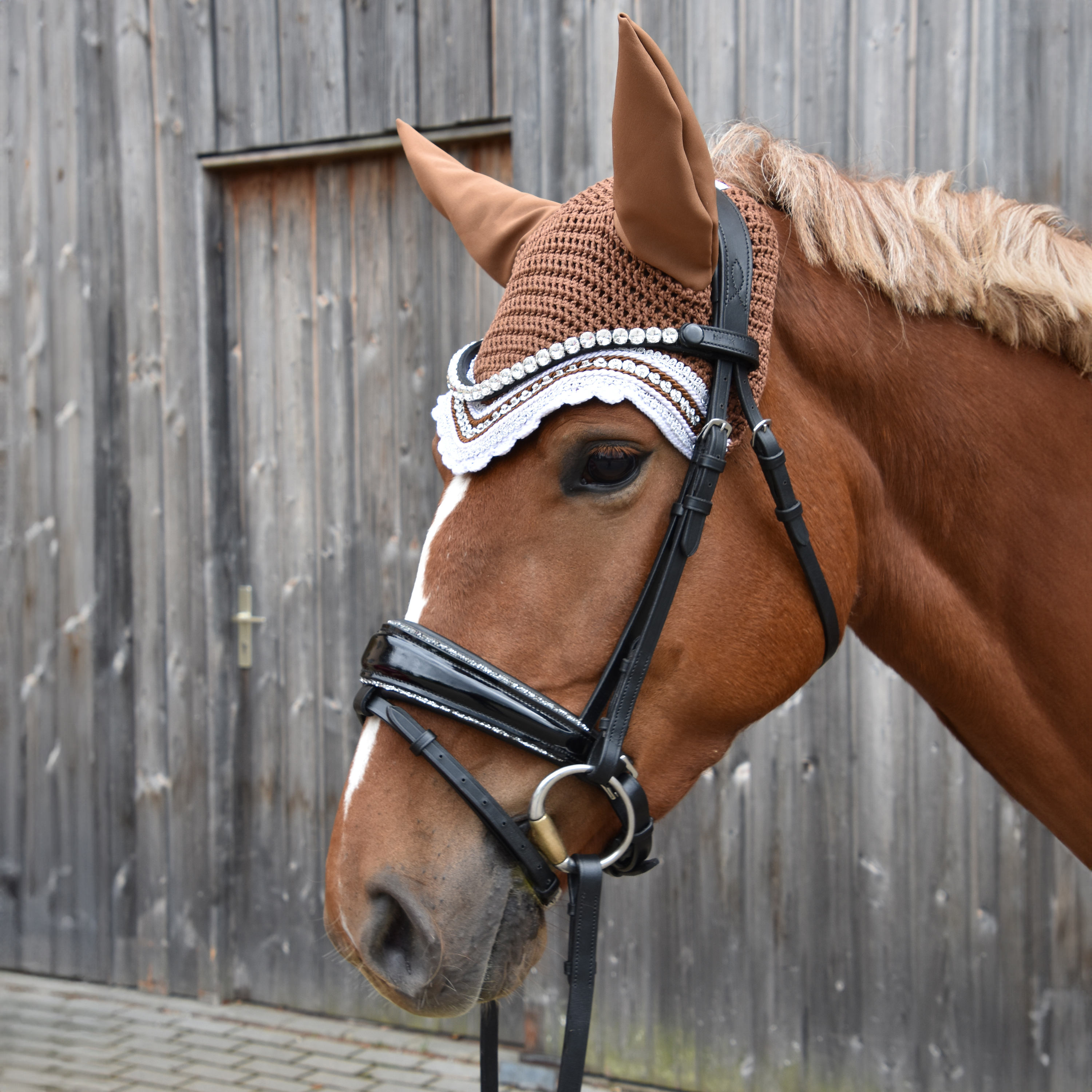Trense-mit-Sperrriemen-anatomisch-Zaumhaken-Shiny-Glitzer-silver