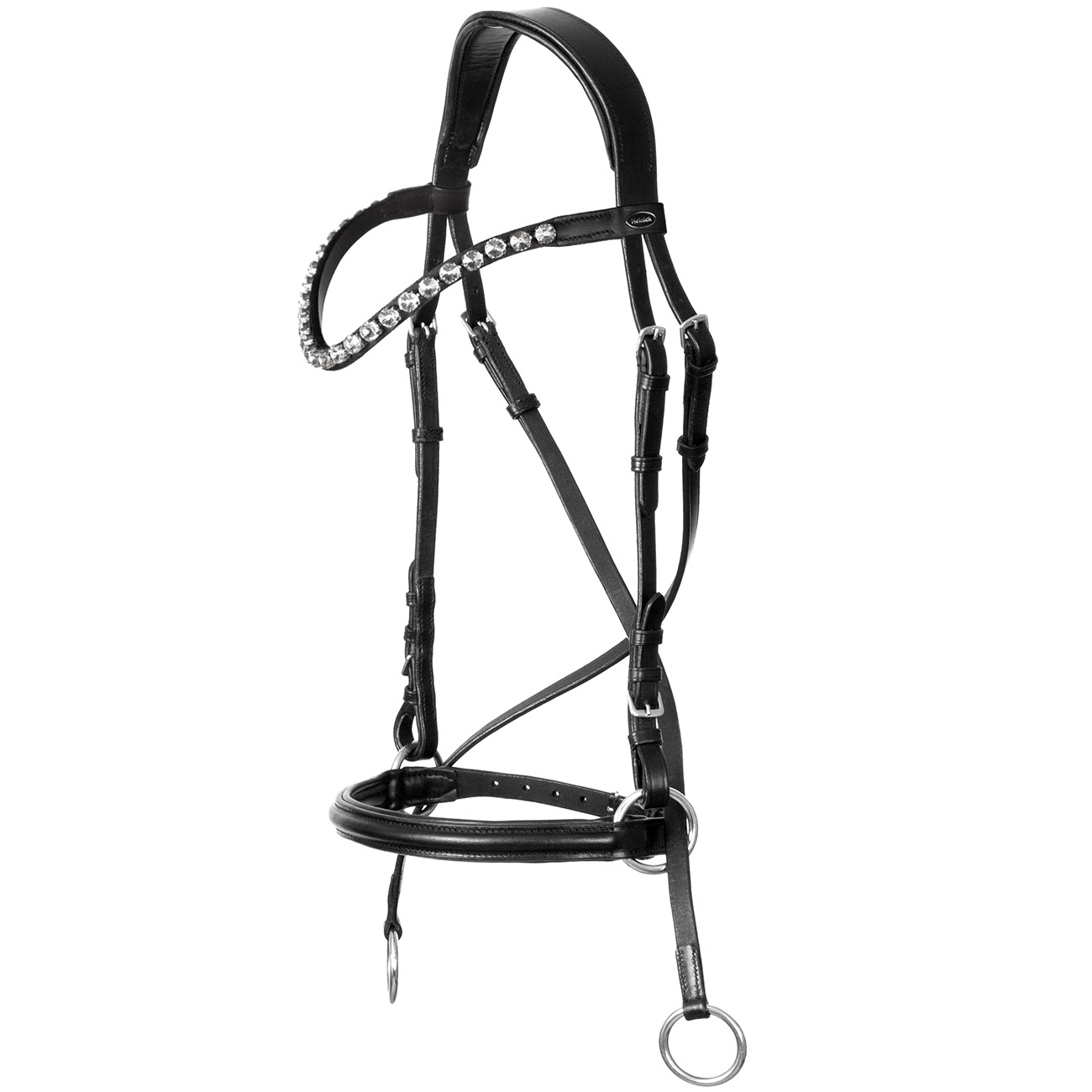 Trense-Gebisslos-Crossunder-Bitless-schwarz-unterlegt-WB-VB-Glow