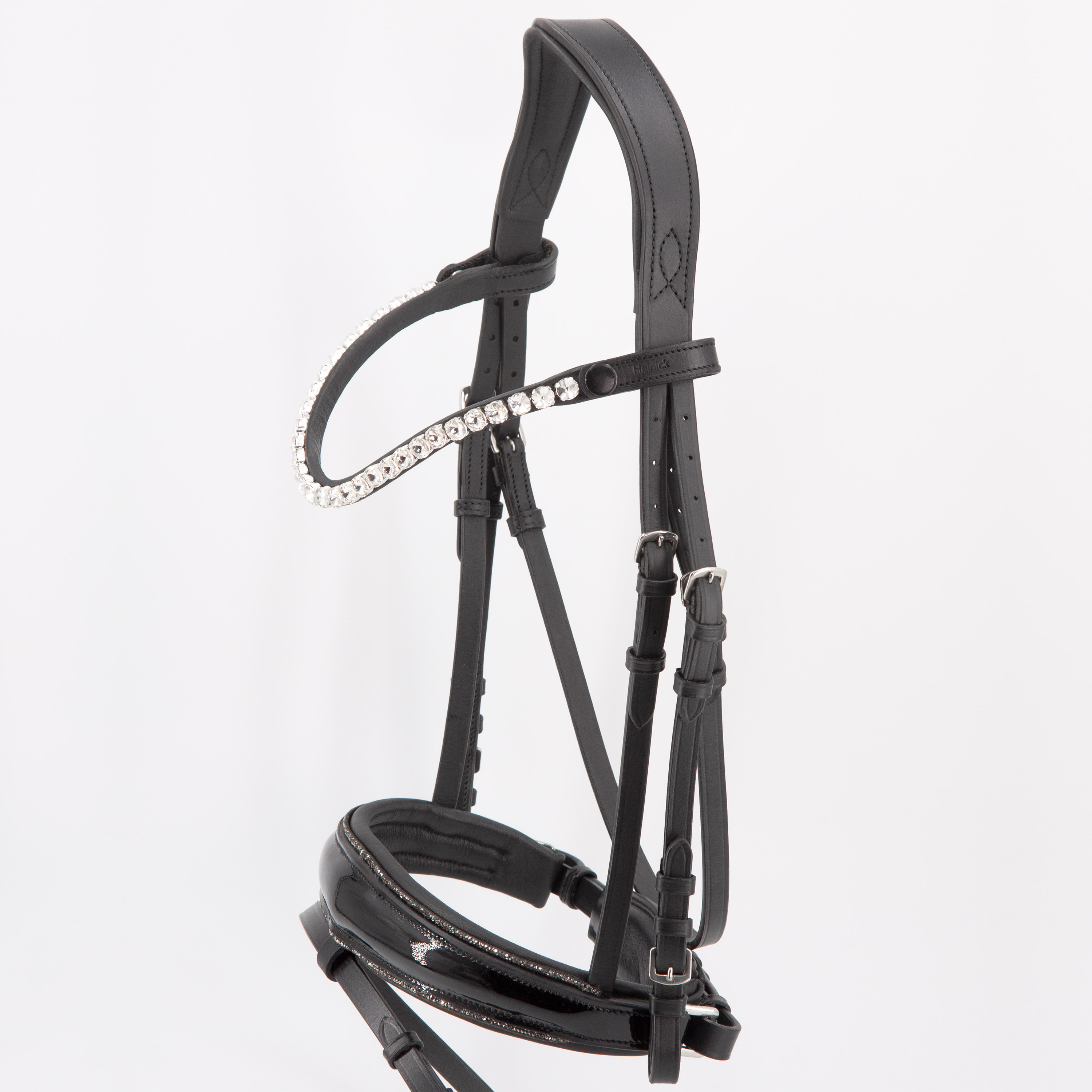 Trense-mit-Sperrriemen-Schnallen-Schwarz-Shiny-glitter-Grey