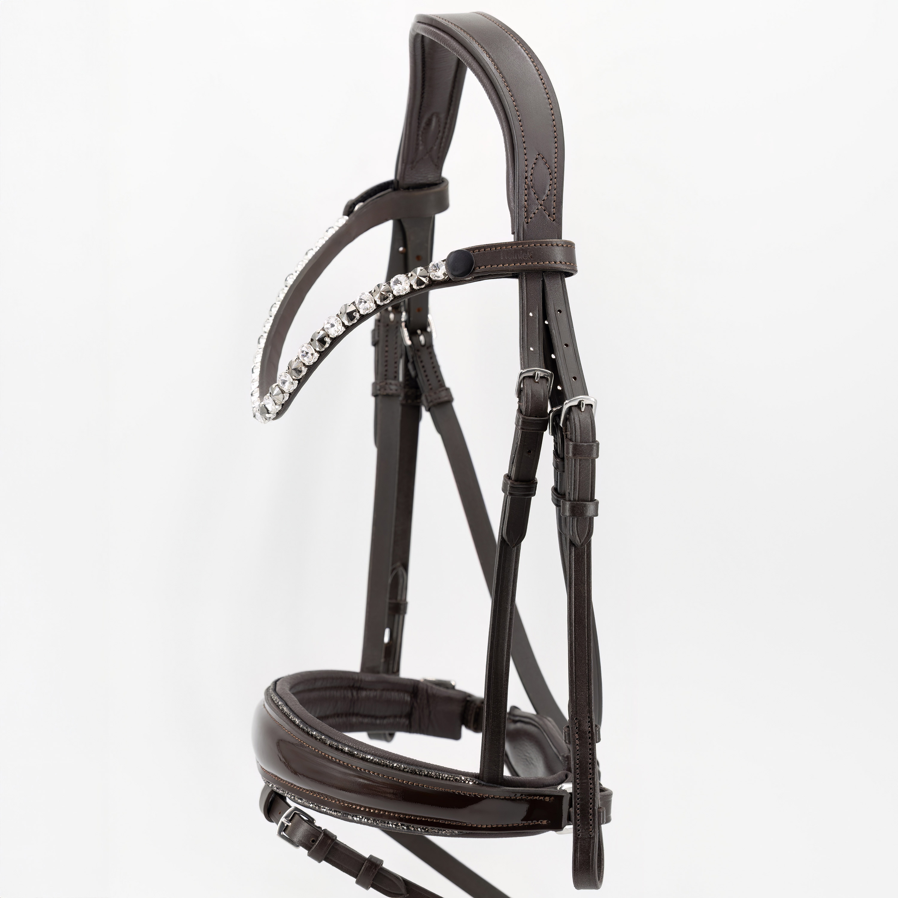 Trense-mit-Sperrriemen-Zaumhaken-Braun-Shiny-glitter-Grey