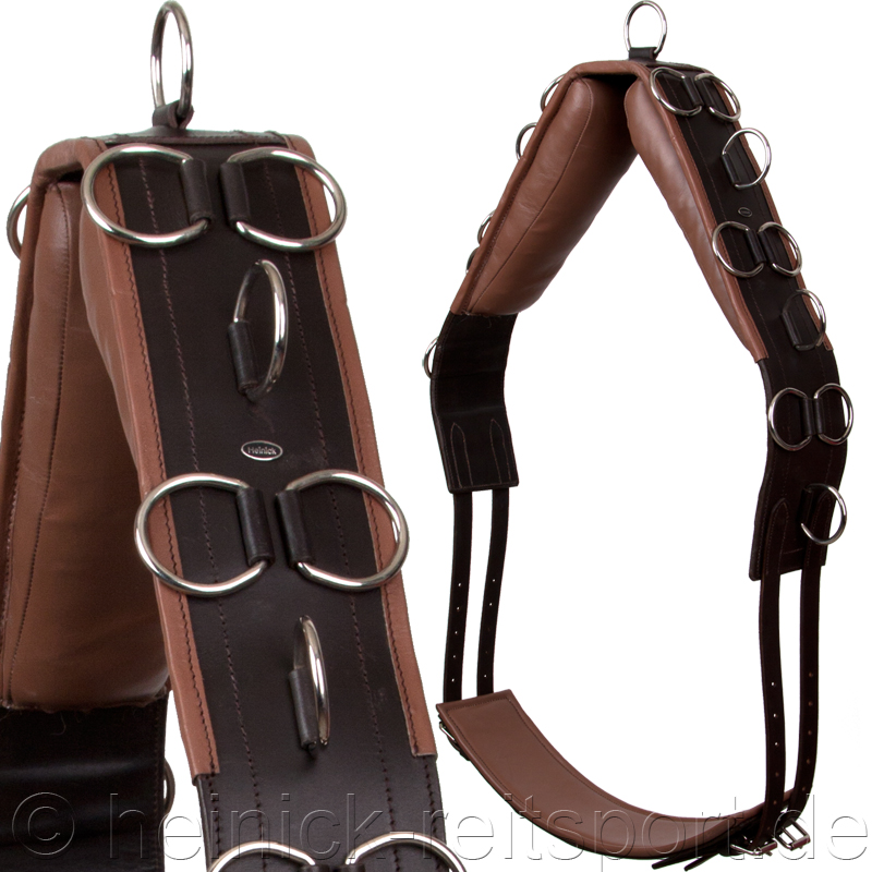 Leder-Longiergurt-20-Ringe-Braun-Warmblut-Vollblut
