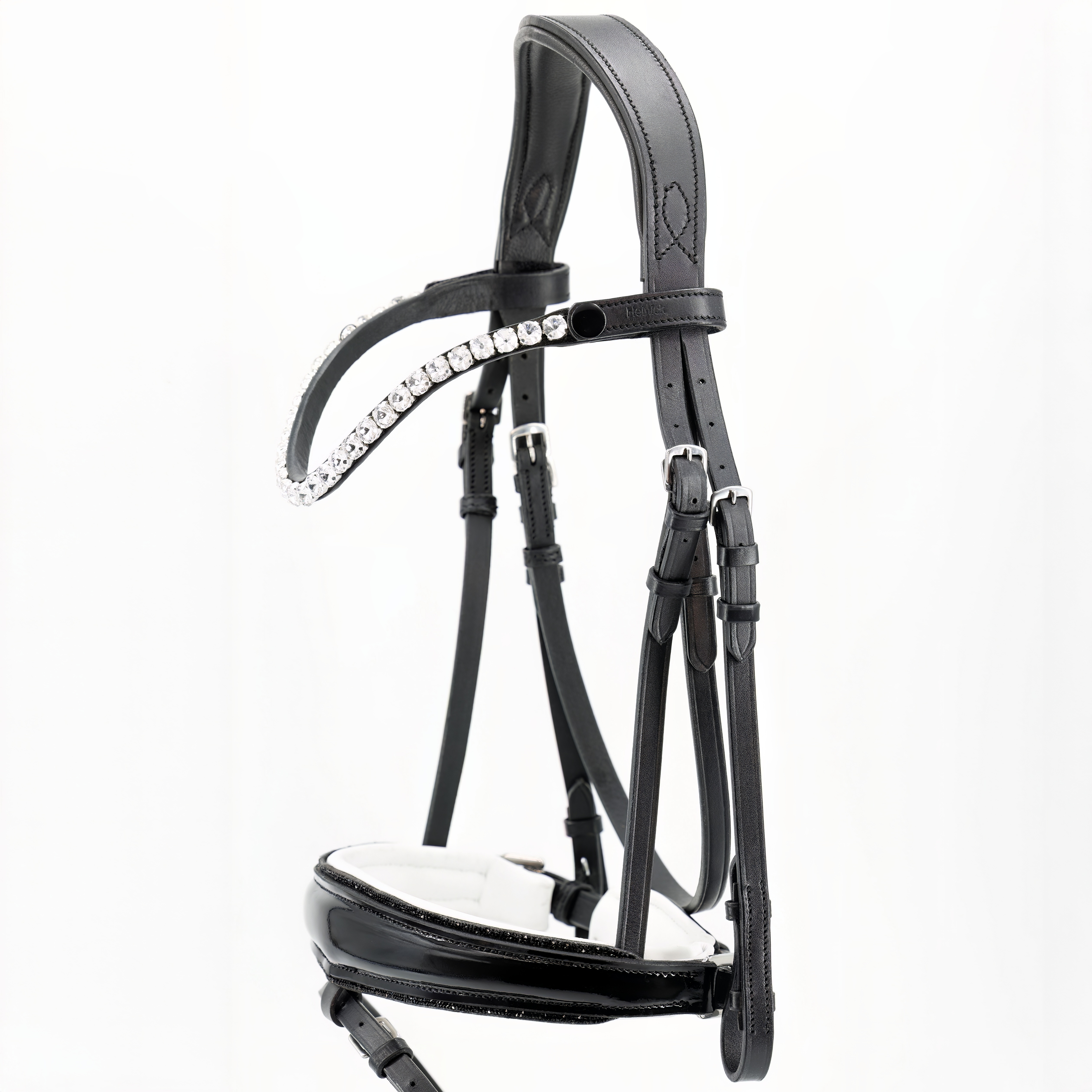 Trense-Shiny-Schwarz-Weiss-Glitzer-Schwarz-entfernbarer-Sperrriemen