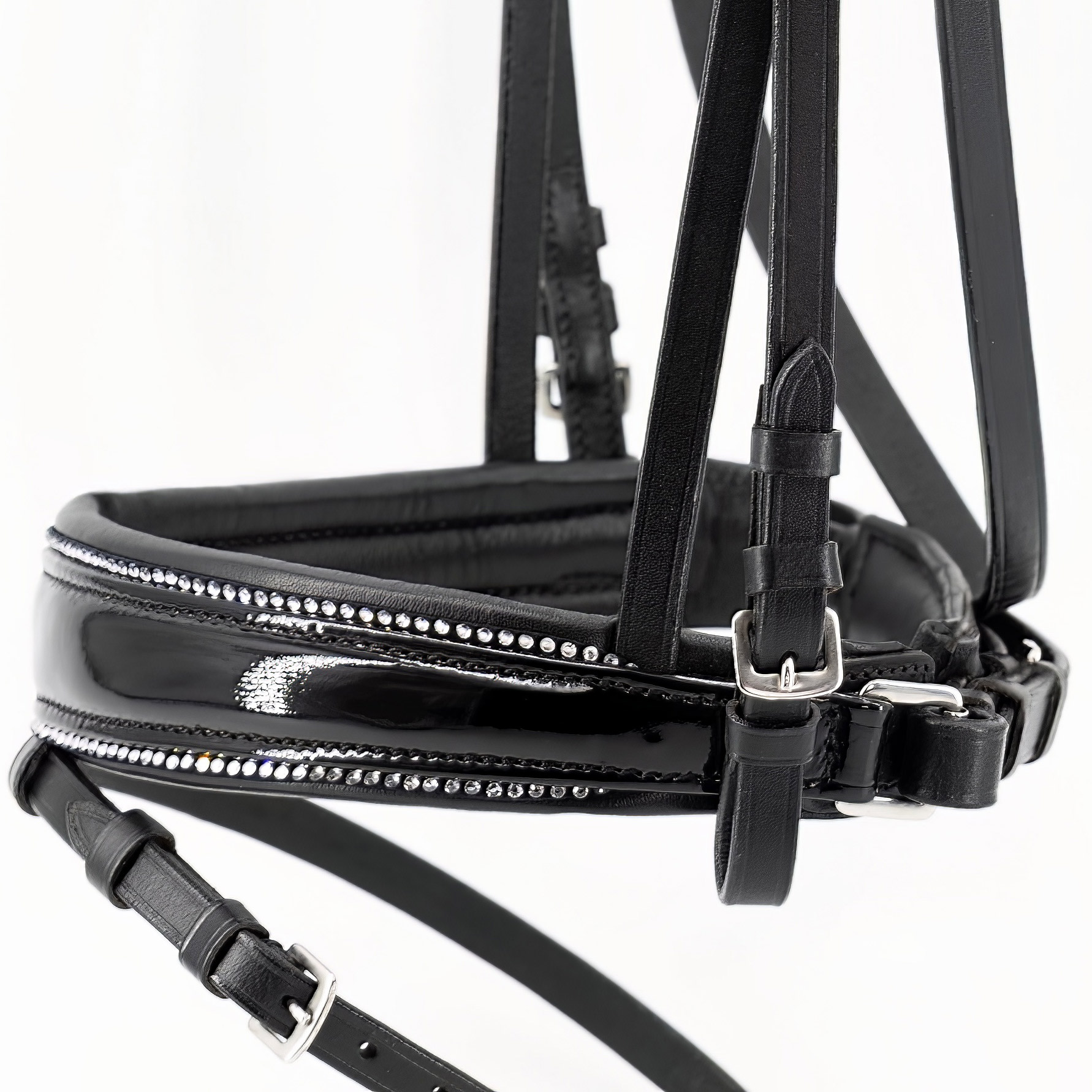 Reithalfter-anatomisch-Glam-Glitzer-Schwarz-Silber