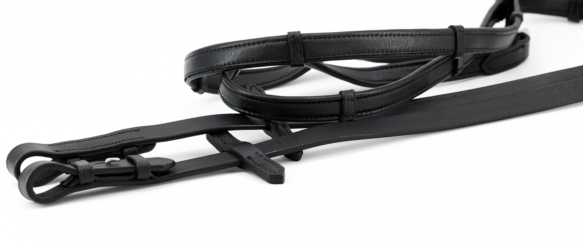 Softleder-Zuegel-Zaumhaken-Flach-Schwarz