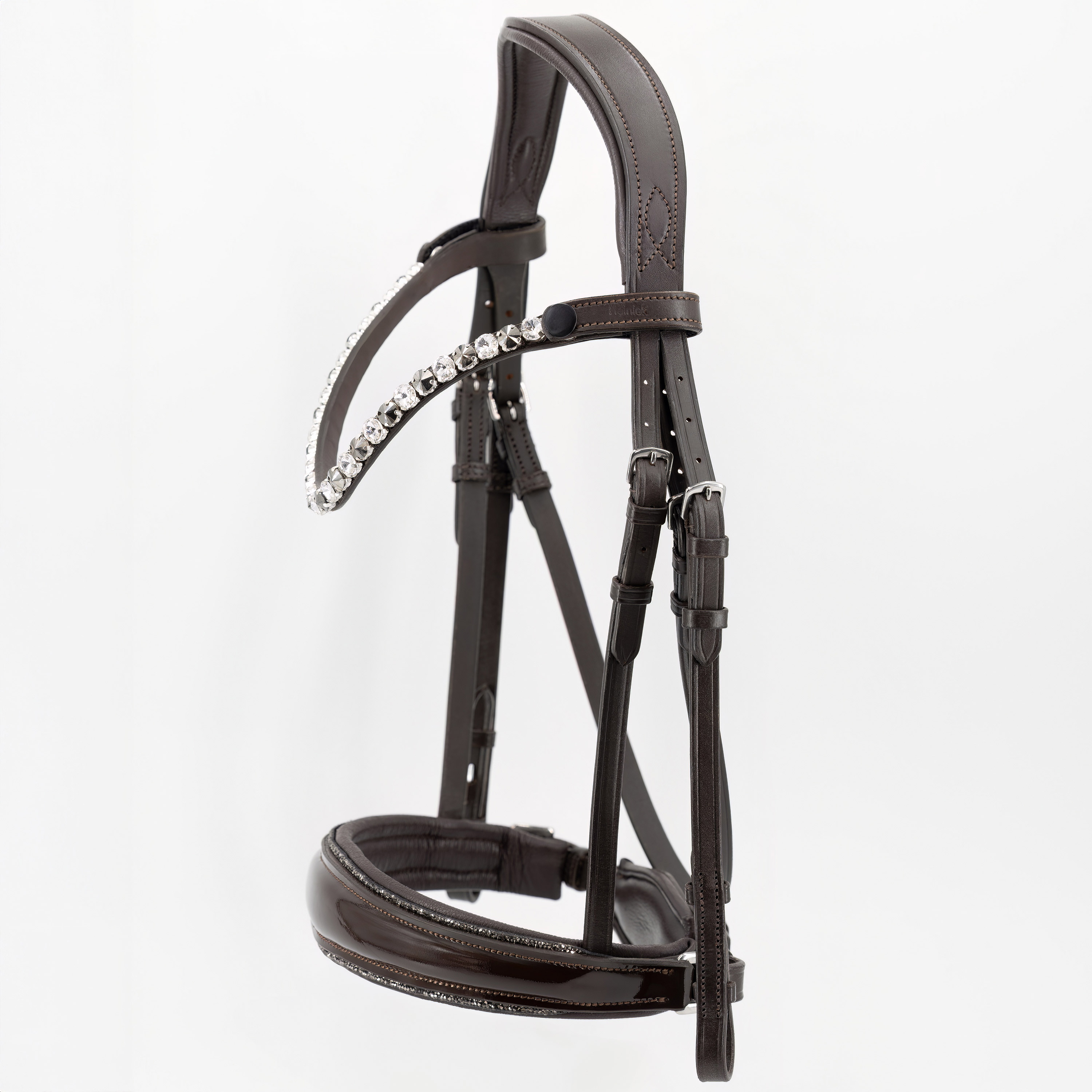 Trense-ohne-Sperrriemen-Zaumhaken-Braun-Shiny-glitter-Grey